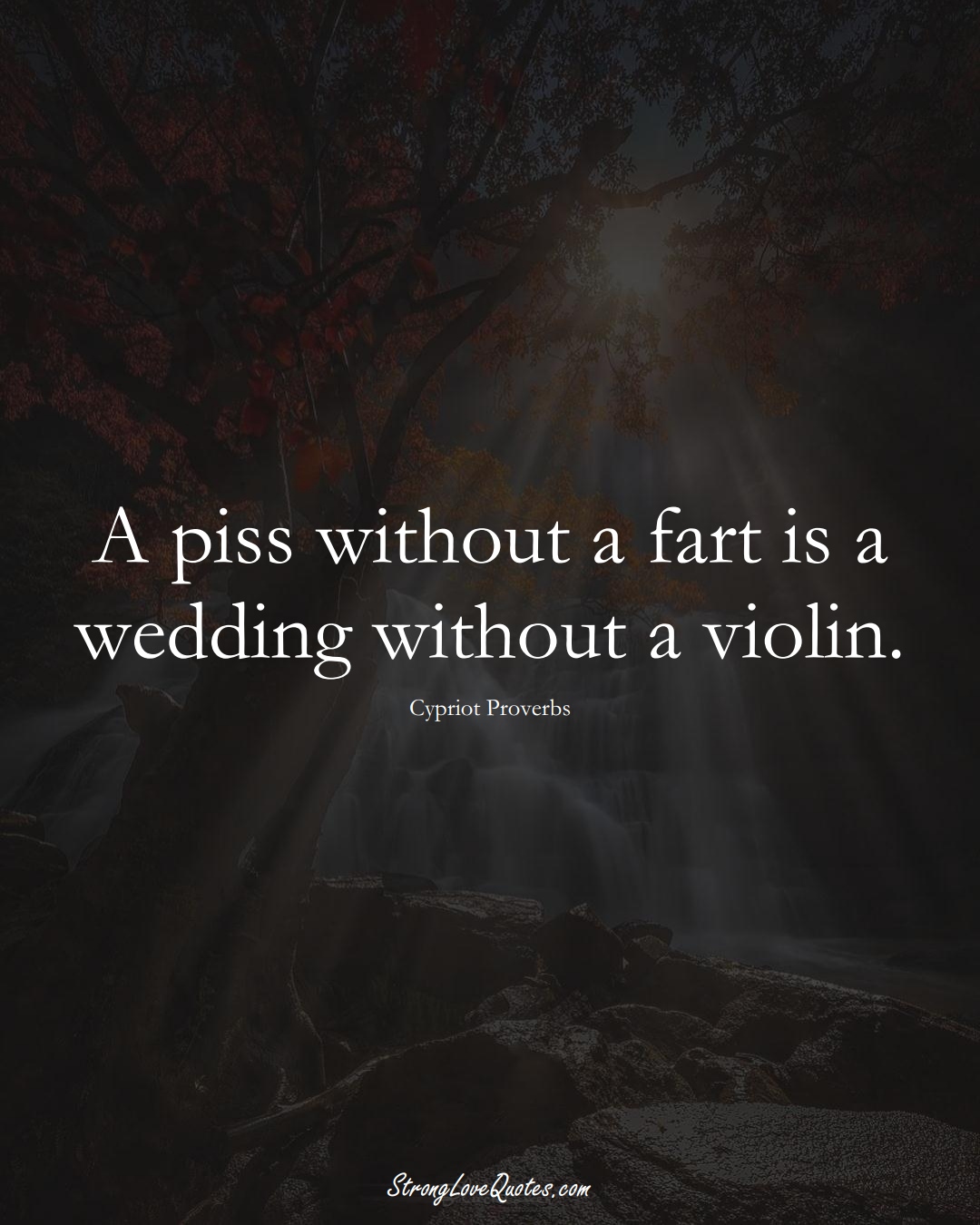 A piss without a fart is a wedding without a violin. (Cypriot Sayings);  #MiddleEasternSayings