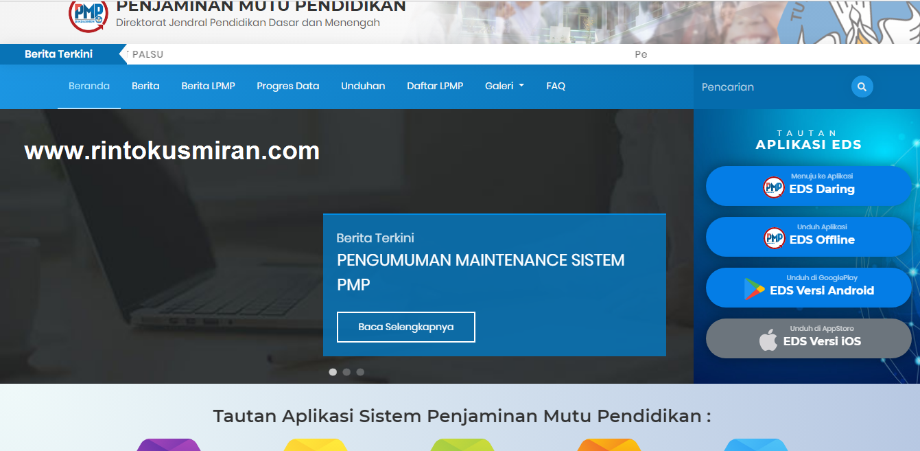 Rinto Kusmiran: Pengumuman Maintenance Sistem PMP