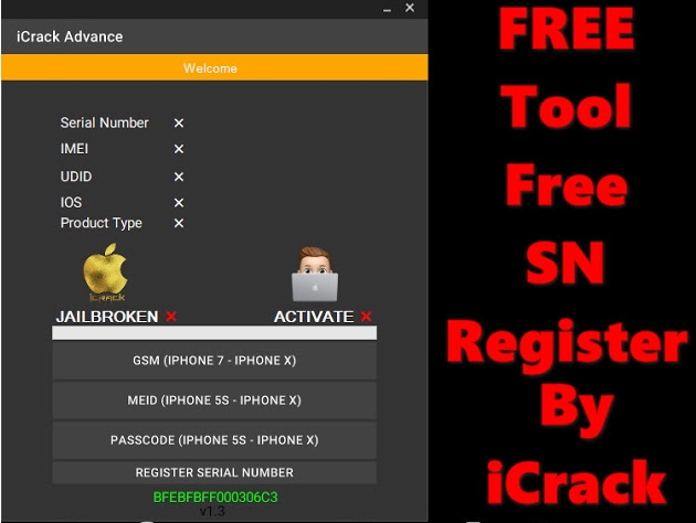 iCrack v1.4 fixed Version Free SN Register iCloud Bypass Download