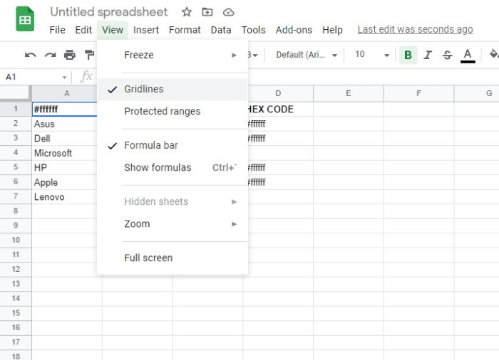 Rasterlijnen uit Google Spreadsheet verwijderen