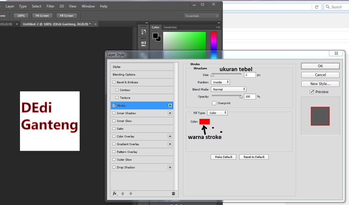 Cara Menebalkan huruf / Stroke Pada Semua Photoshop - Cicuit Dambazh