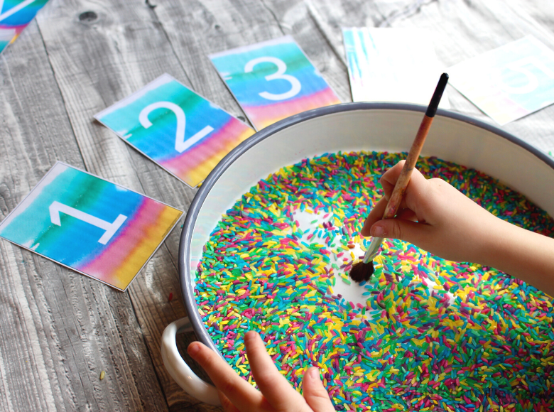 Rainbow Rice Sensory Writing Tray for Handwriting Practice - Messy ...