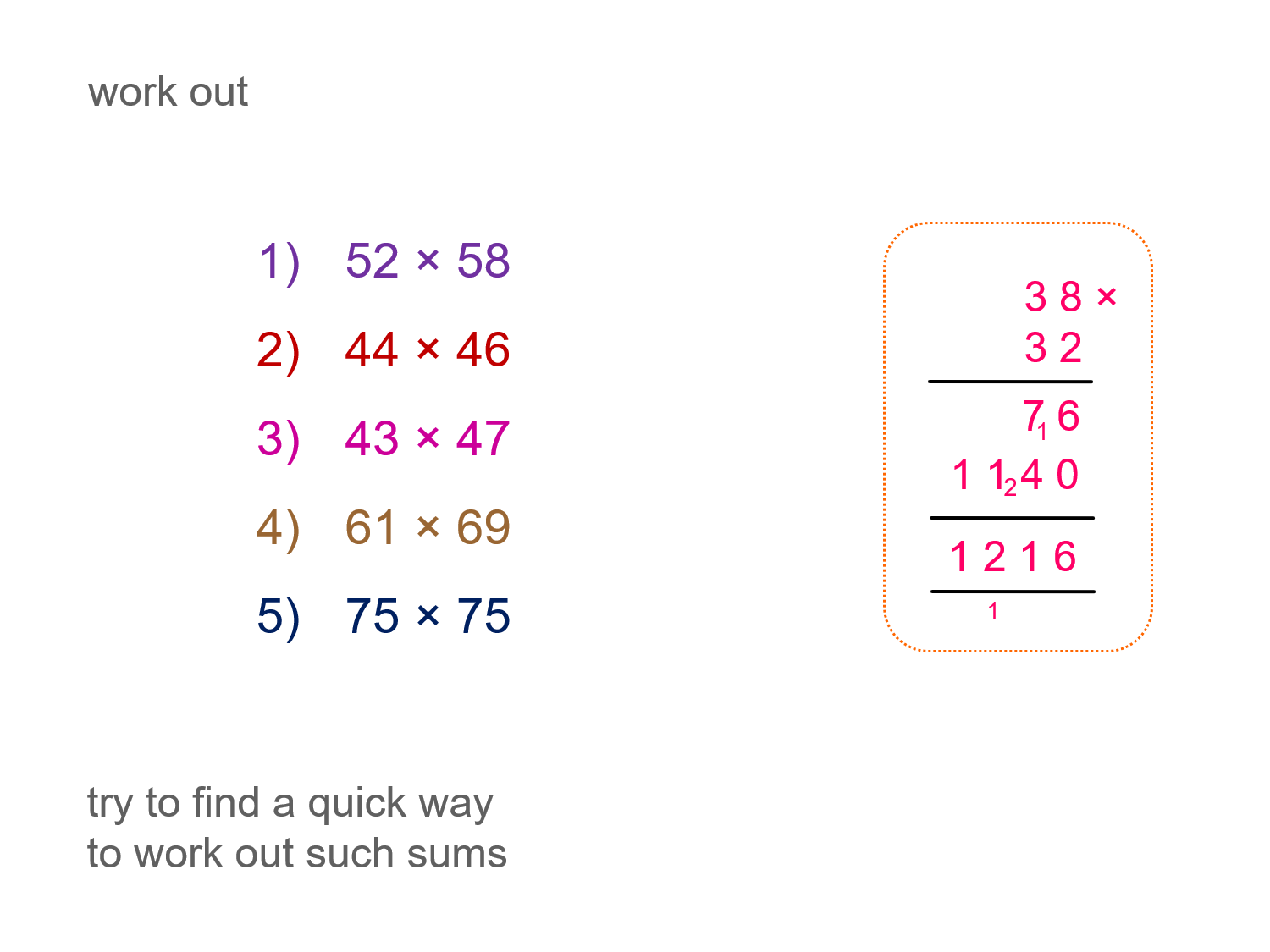 MEDIAN Don Steward mathematics teaching: two, 2-digit multiplications