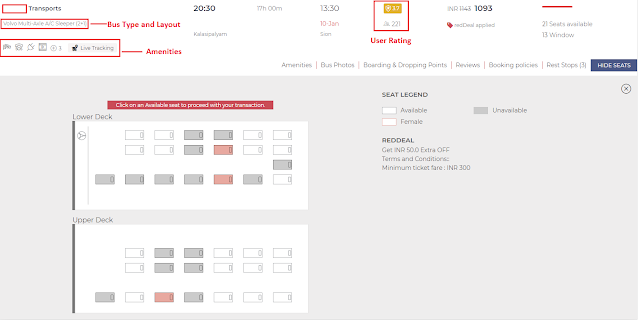 redbus.in booking interface