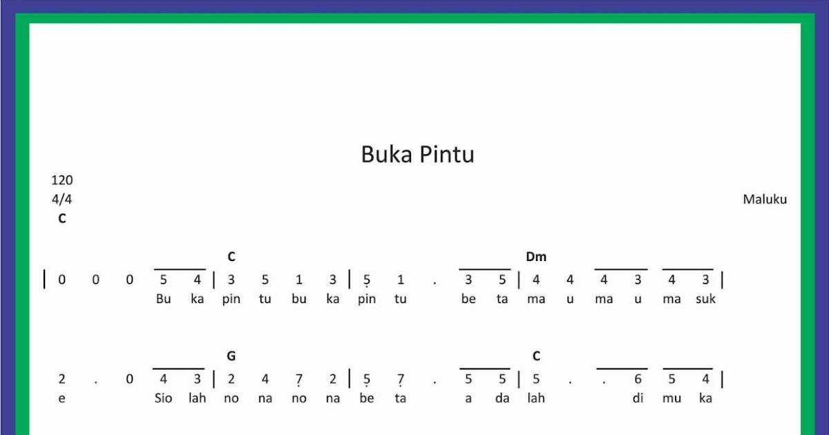 Not Angka Lagu Buka Pintu SEKITAR MUSIK