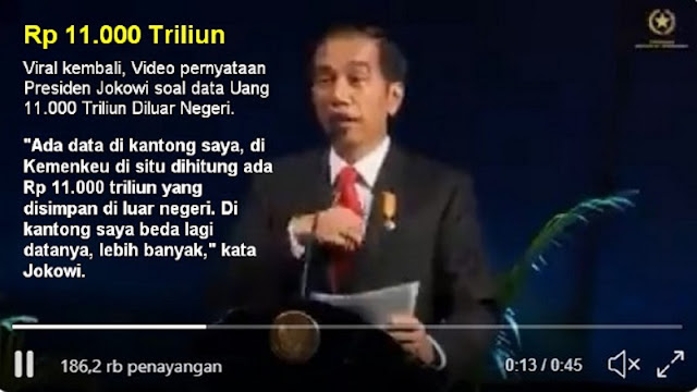 Hebooh, Kembali Viral Video Pernyataan Presiden Jokowi Ada Duit Rp 11.000 Triliun Disimpan di Luar Negeri, Harusnya Cukup Buat Lockdown Hebooh, Kembali Viral Video Pernyataan Presiden Jokowi Ada Duit Rp 11.000 Triliun Disimpan di Luar Negeri, Harusnya Cukup Buat Lockdown