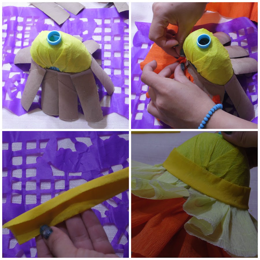 Alcancía de catrina con material reciclado