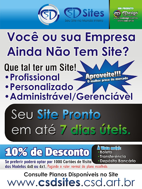 CSD Sites: Planos com 10% de Desconto ou 1000 Cartões de Visita CSD Sites