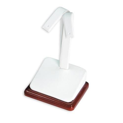 #F35-22 (RW) White Leatherette Earring Display Stand with Rosewood Color Trim