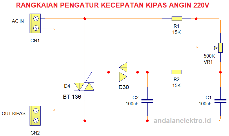 Skema Rangkaian Pengatur Kecepatan Dimmer Kipas Angin 220v Sederhana Andalan Elektro