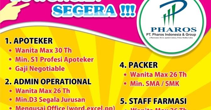 Apoteker PT. Pharos Indonesia &amp; Group