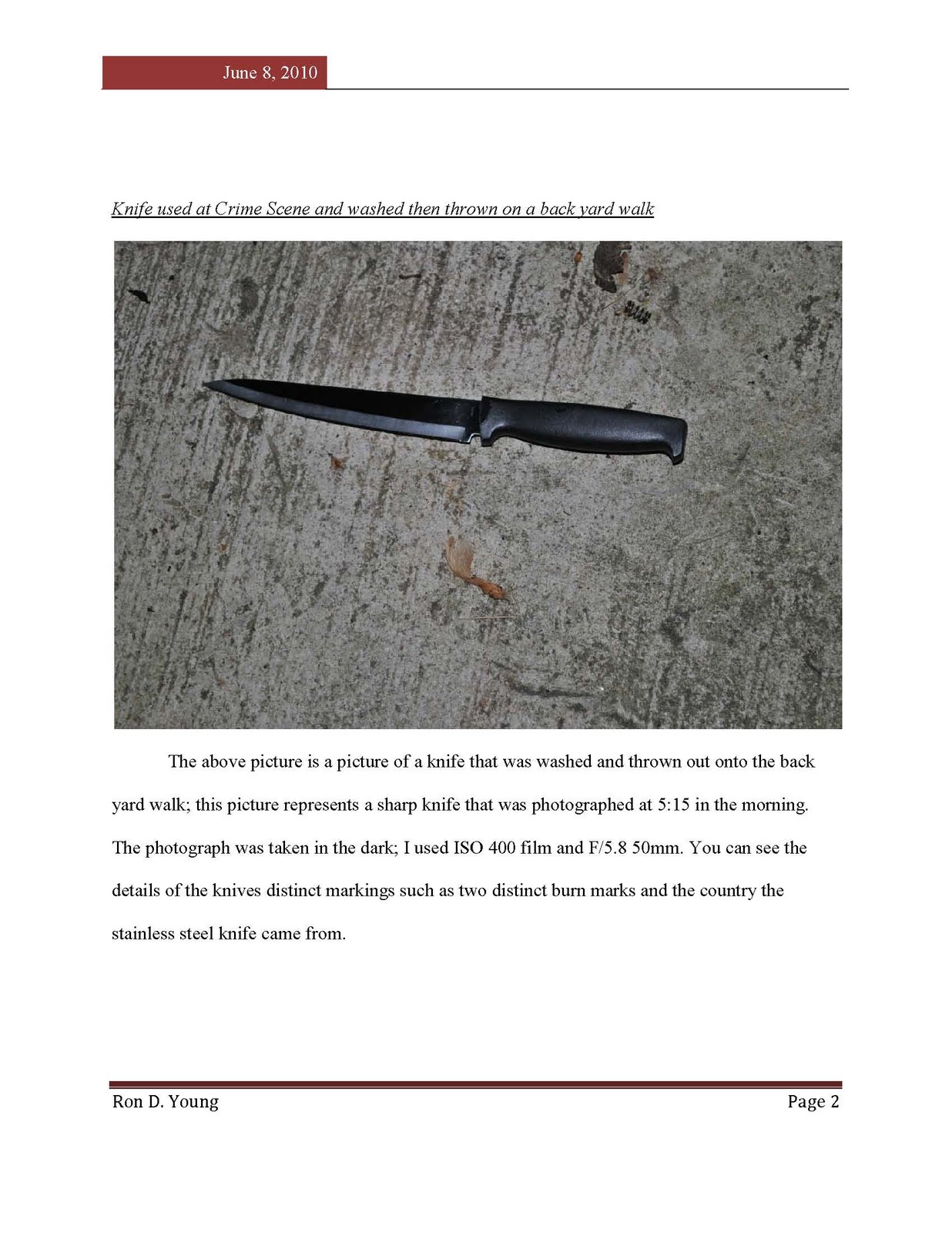 CSI Today Knife Evidence