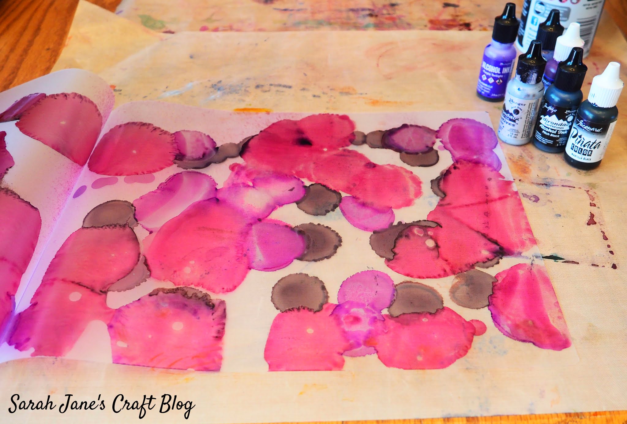 Alcohol Ink on Laminating Pouches Cut with a Silhouette Cameo into