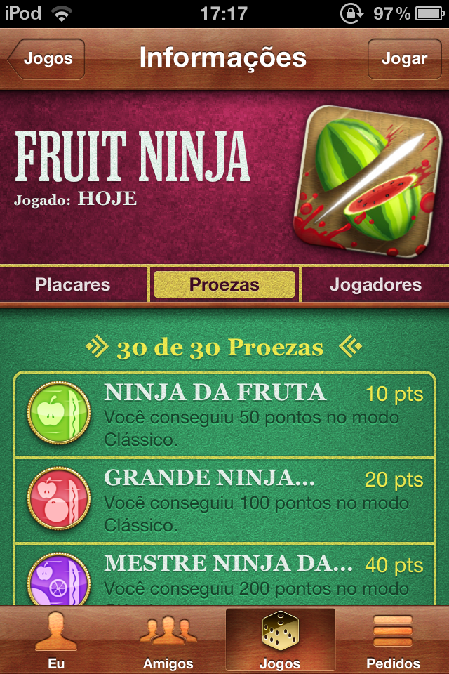 iPod Touch Cheats Conquistas do Fruit Ninja