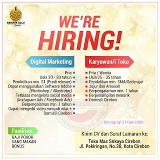 Lowongan Kerja Toko Mas Srikaya Cirebon