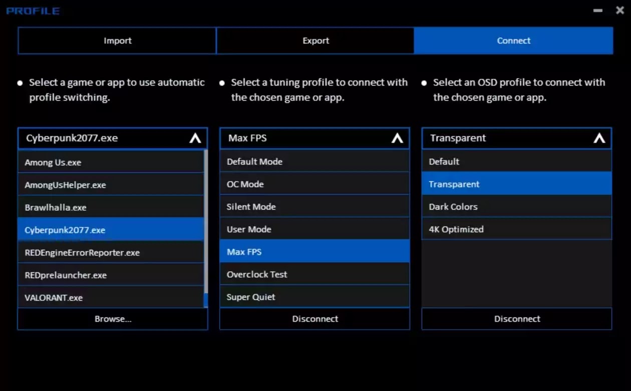 ASUS GPU Tweak III Connect ASUS GPU Tweak III Connect