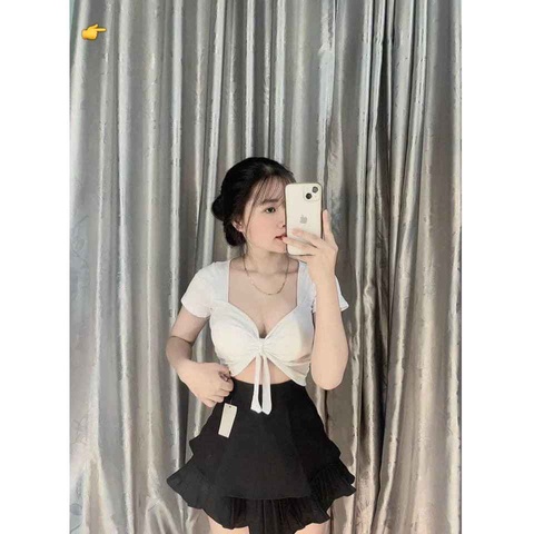 SET ÁO CROPTOP THẮT NƠ KÈM CHÂN VÁY