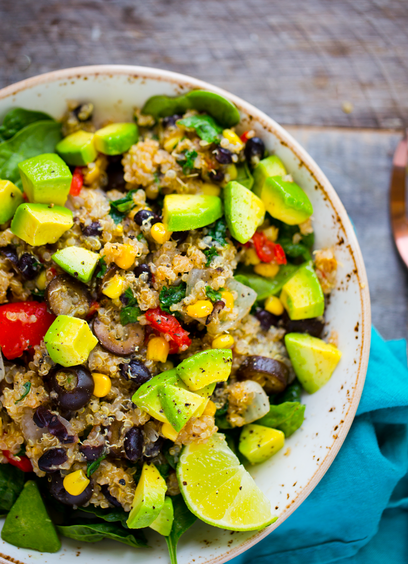 Quinoa Corn Black Bean Fiesta Bowl - HealthyHappyLife.com