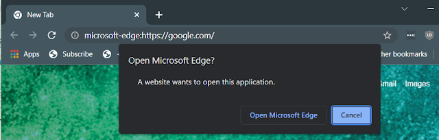 Chrome attempting to open the Edge URL scheme