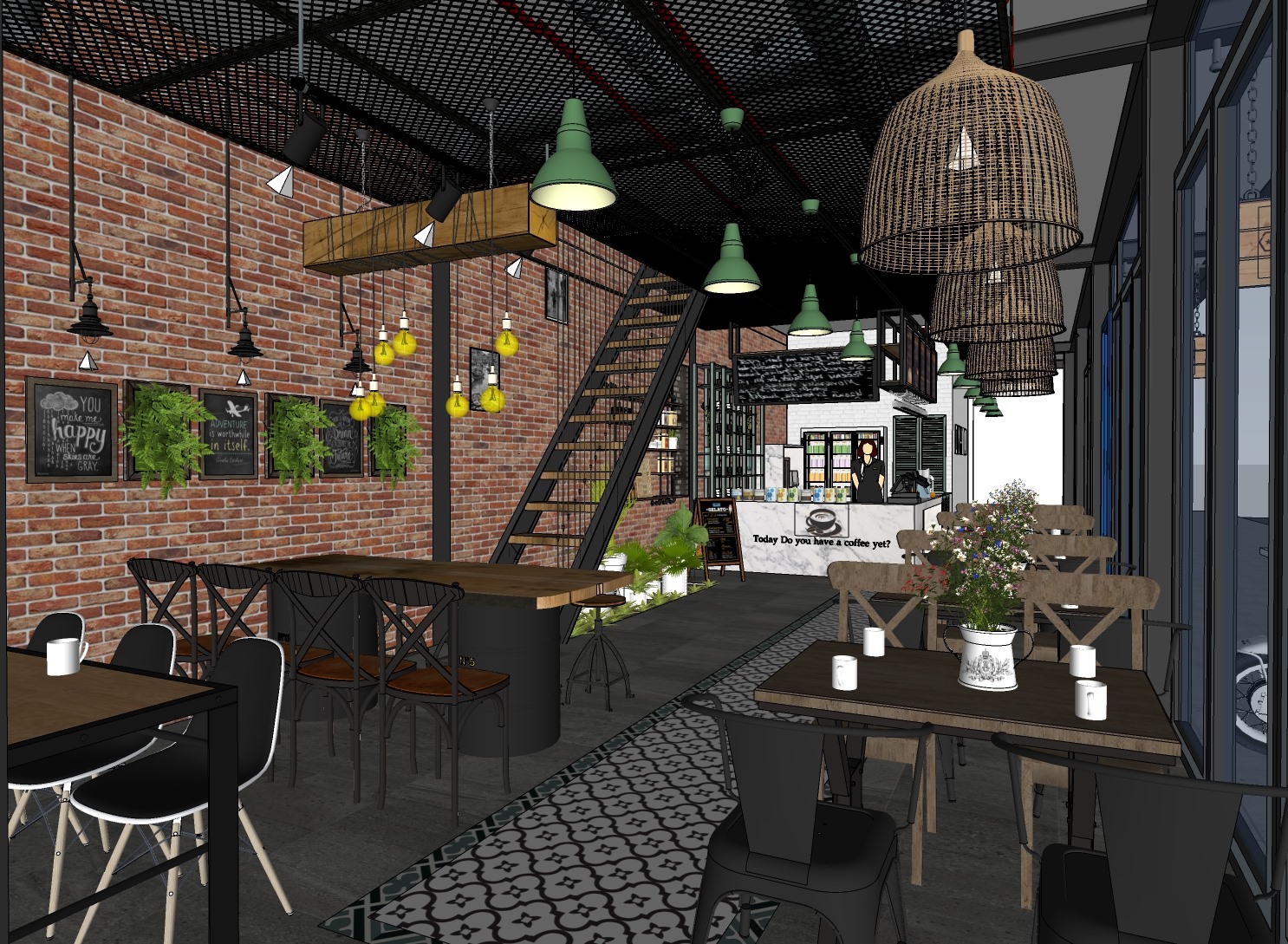 226. Coffee Shop Free Sketchup Interior Scene