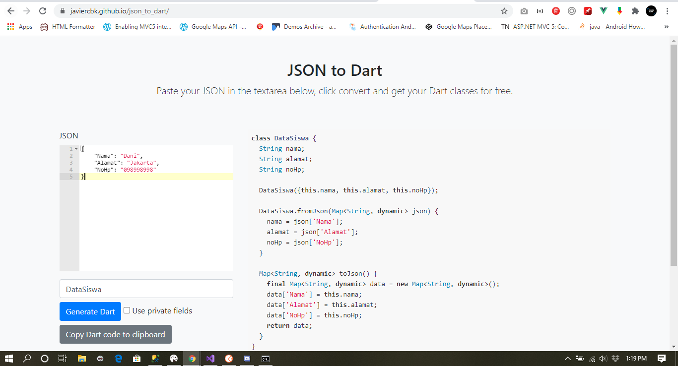 Json results. Json to Dart. Json Dart. From json Dart.