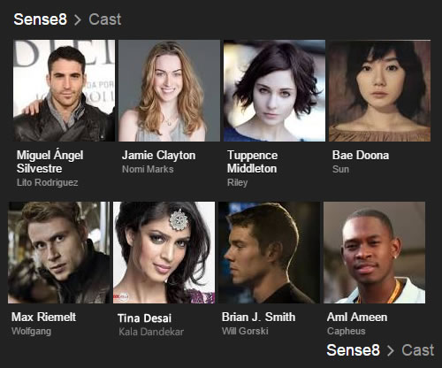 Sense8 cast pics with character names and actors' names under each pic