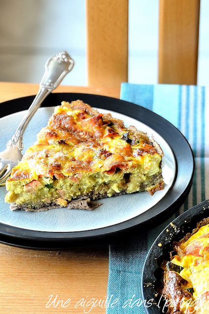 quiche-blé noir-courgette-truite fumée-parmesan