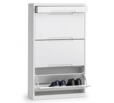 Schuhschrank Schmal Weiß Hochglanz