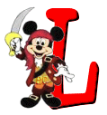 Alfabeto de Mickey Mouse en diferentes posturas y vestuarios L.