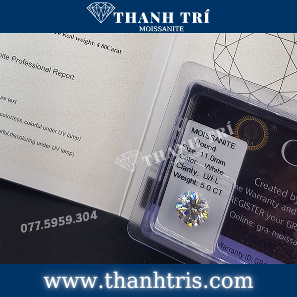 Kim cương Moissanite GRA Round 11ly