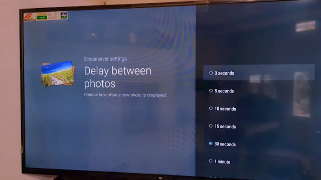 delay options for screensaver set delay between photos
