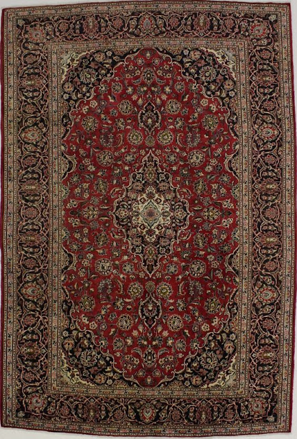 Vintage Red Traditional 8X12 Kashan Persian Rug | Magic Rugs