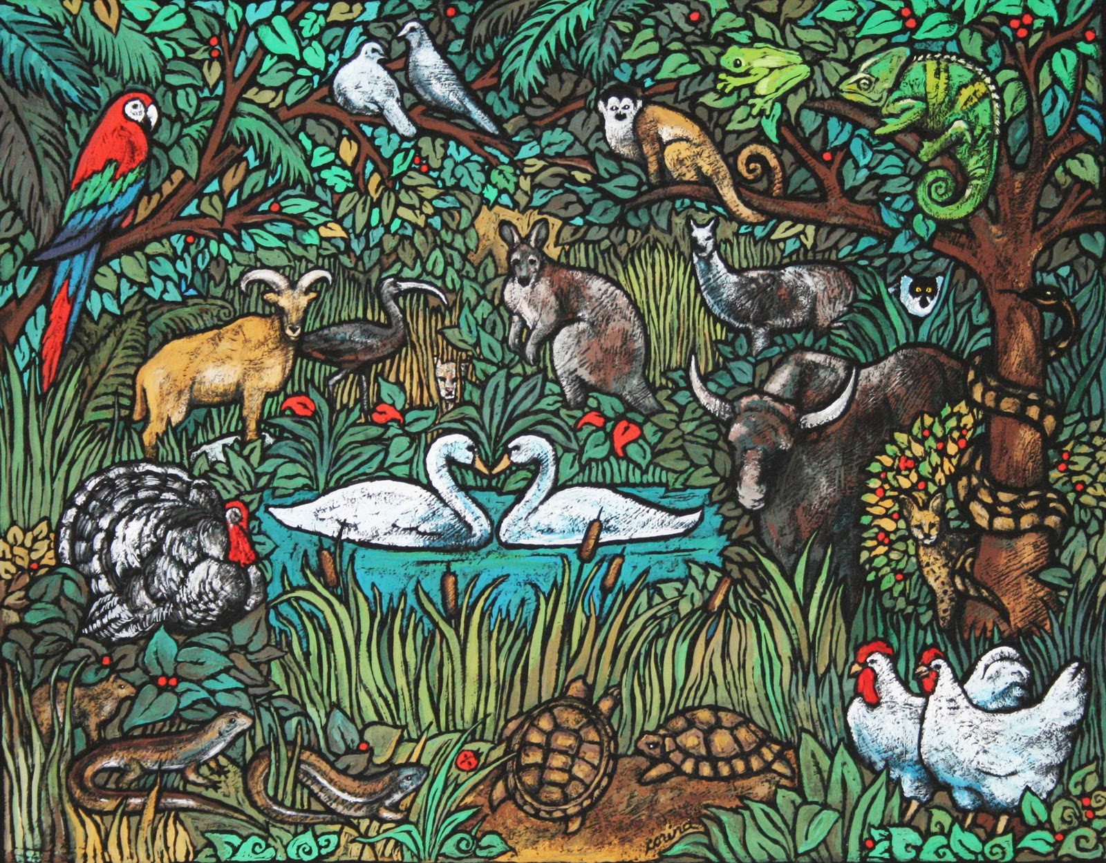 Corkie Studio Gouache paintings available in prints