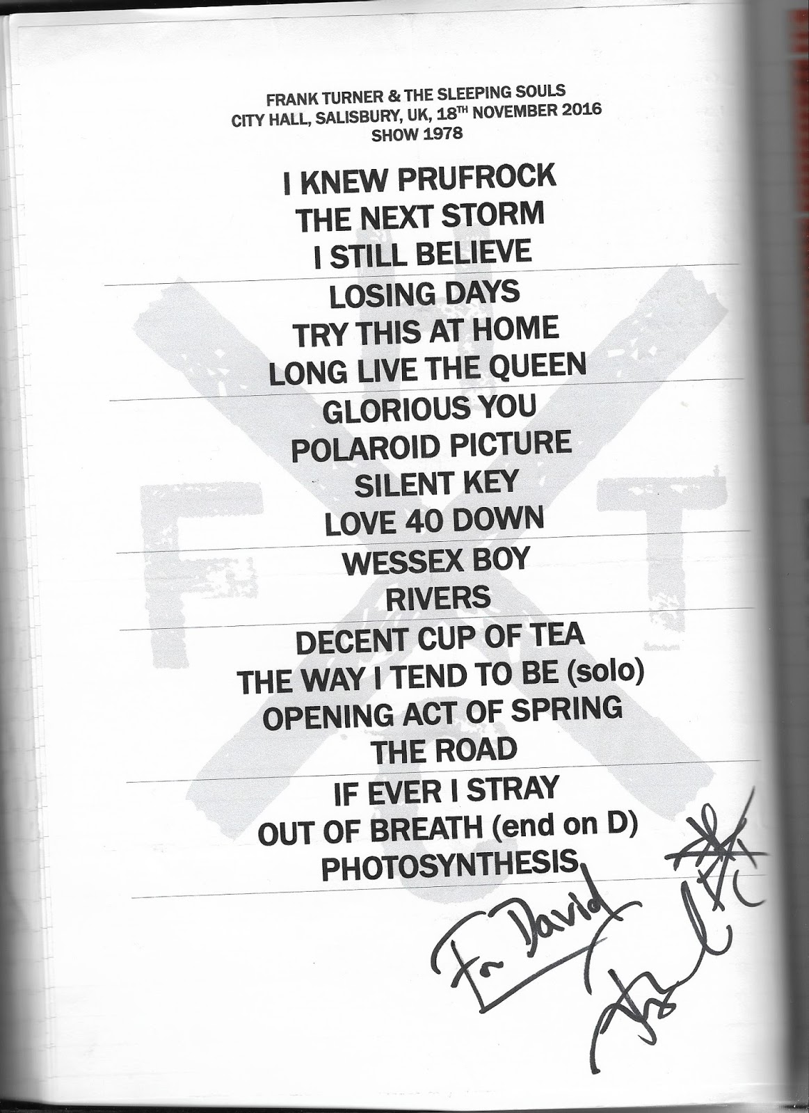 David Rose's Gig Diaries 1,010 FRANK TURNER AND THE SLEEPING SOULS