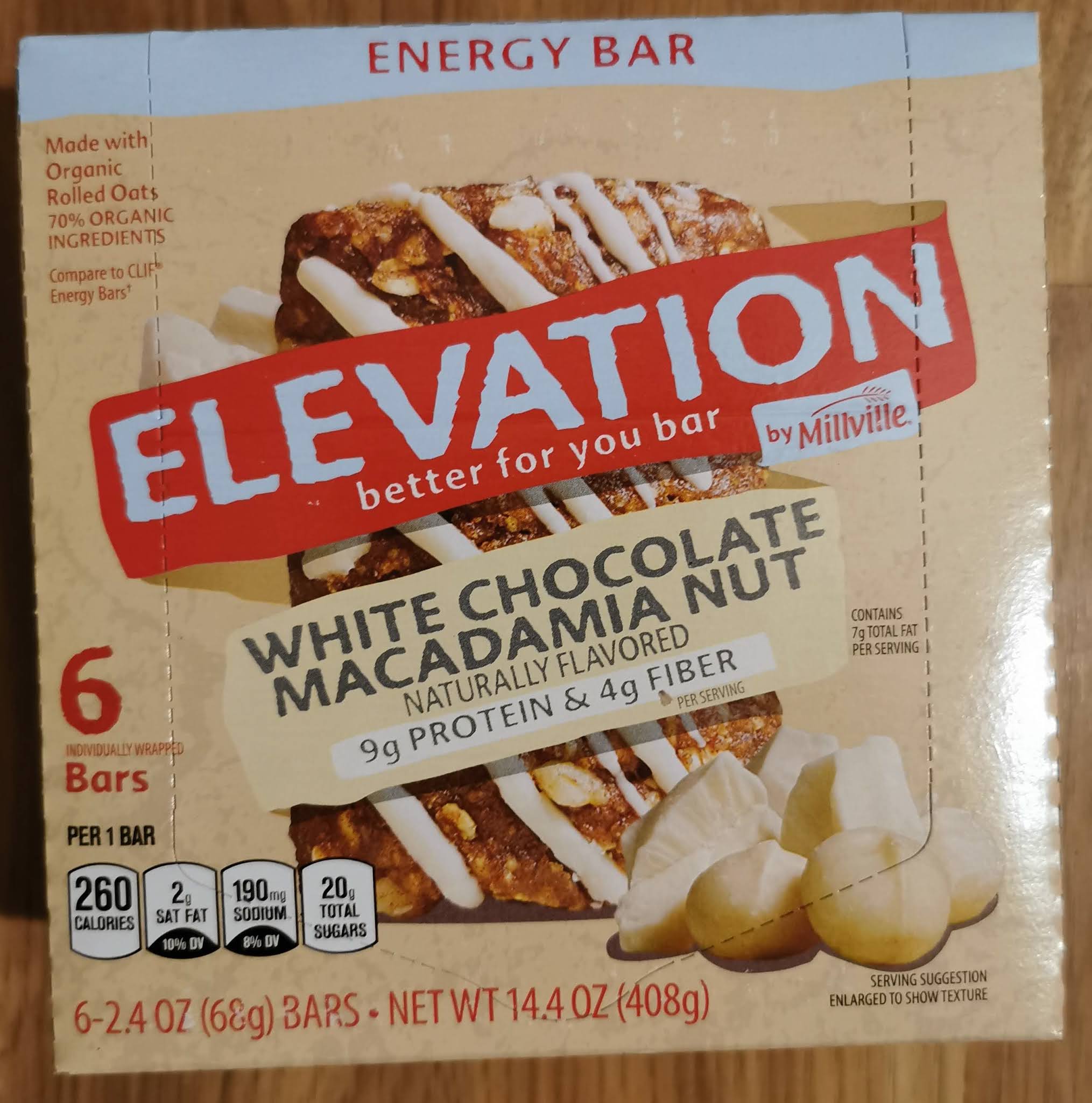 Elevation by Millville White Chocolate Macadamia Nut Energy Bars (Aldi)