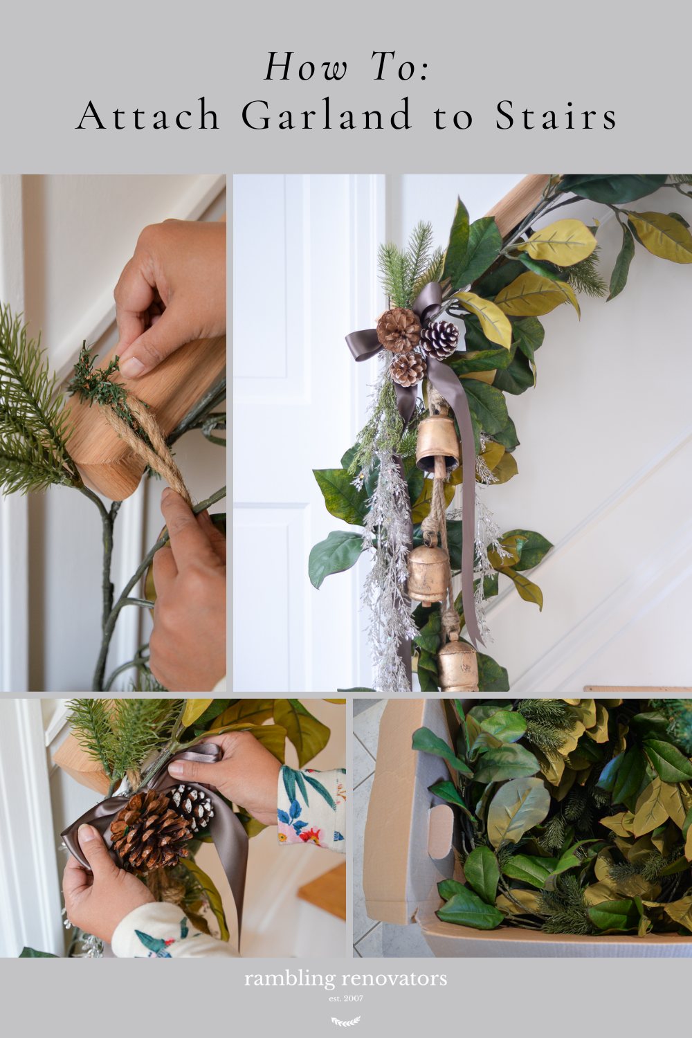 How To Hang Garland on Stairs Rambling Renovators