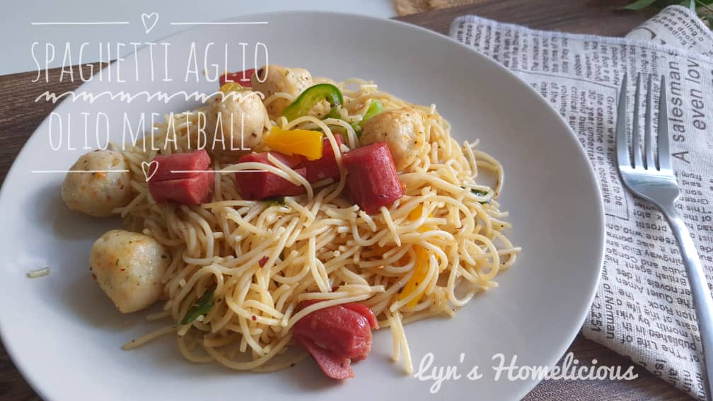 Chicken Meatball Olio Aglio Spaghetti With Malaysian Flavors Lyn S Homelicious