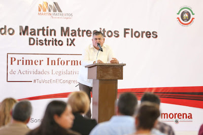 Destaca el diputado Martín Matrecitos cinco ejes rectores en su primer informe de actividades legislativas 