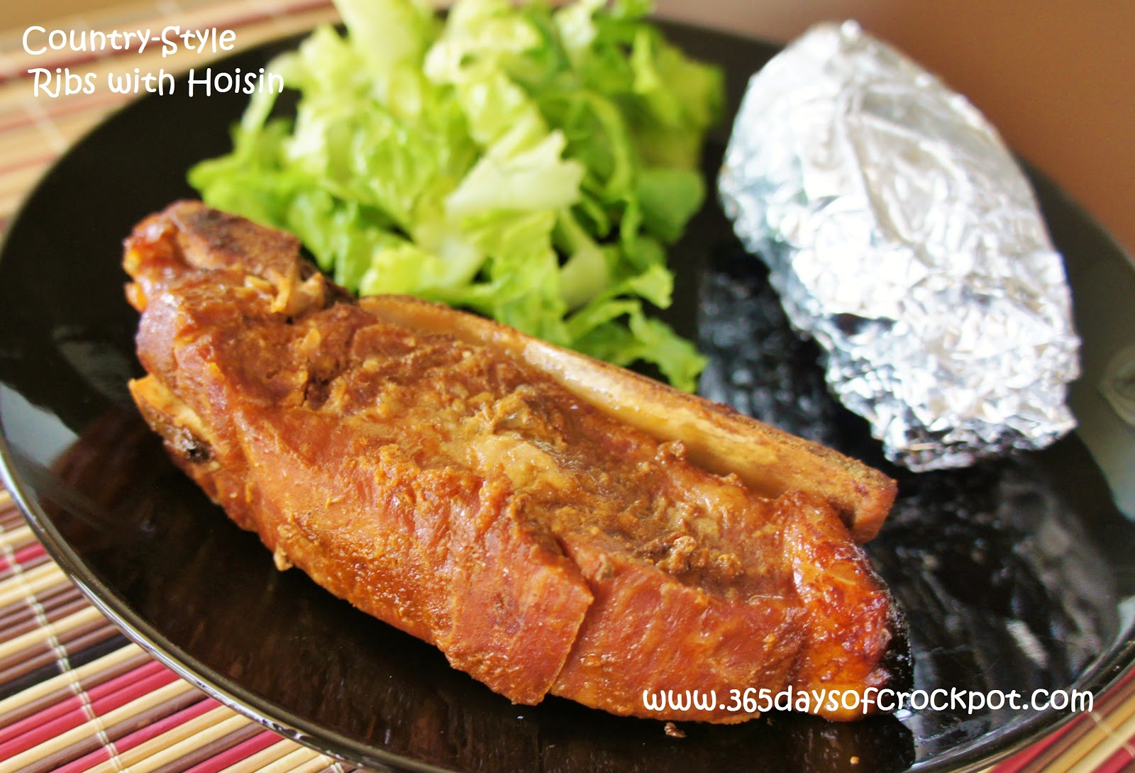 Recipe for 4ingredient Slow Cooker (crockpot) CountryStyle Ribs with Hoisin 365 Days of Slow