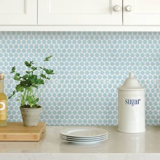 Penny tile peel and stick wallpaper