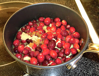 Making the fresh cranberry compote