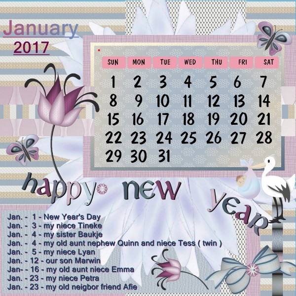 Jan.2017 - Dutchie Nelleke's calendar