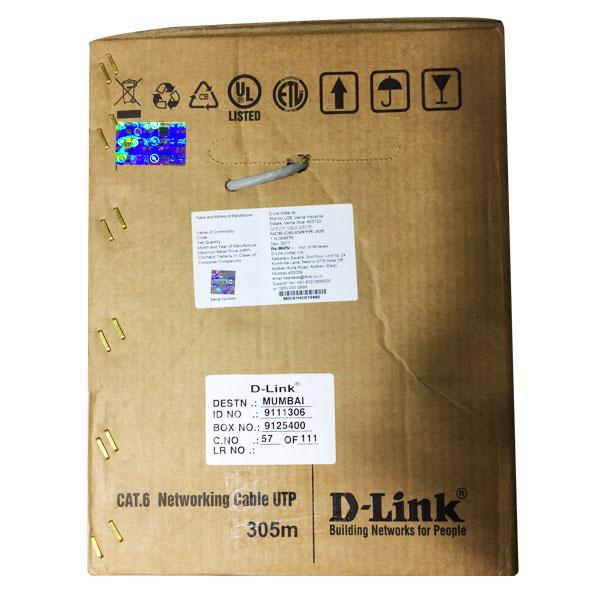 Dlink 305mtr Cat6 Lan UTP Cable, Gray Original Genuinesoft Security