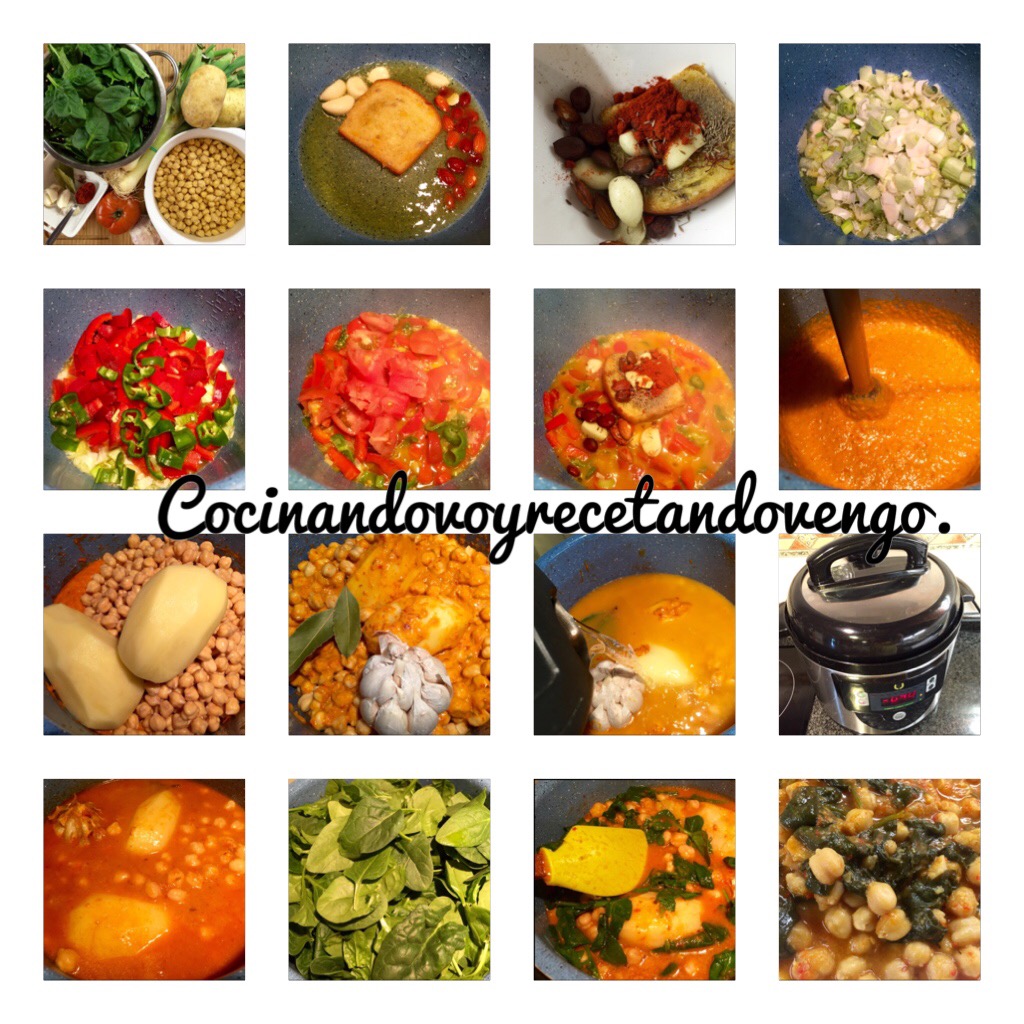 COCINANDO VOY RECETANDO VENGO POTAJE DE GARBANZOS CON ESPINACAS (OLLA