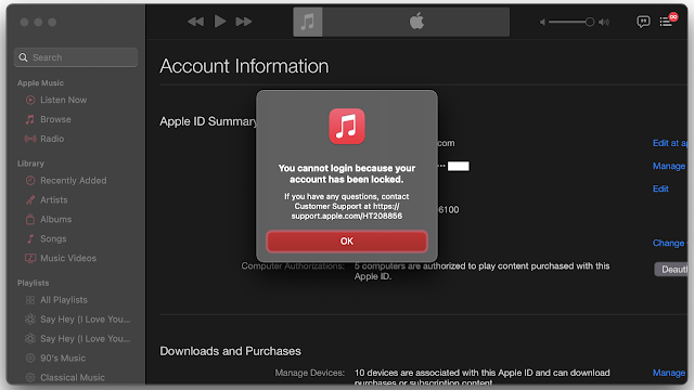 Apple ID locked because of Apple Card charges