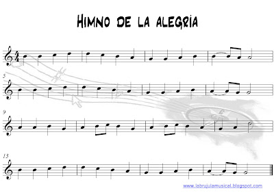 Partitura para flauta dulce Himno de la Alegría Beethoven. La Brújula Musical. Ode to joy Beethoven Recorder sheet music