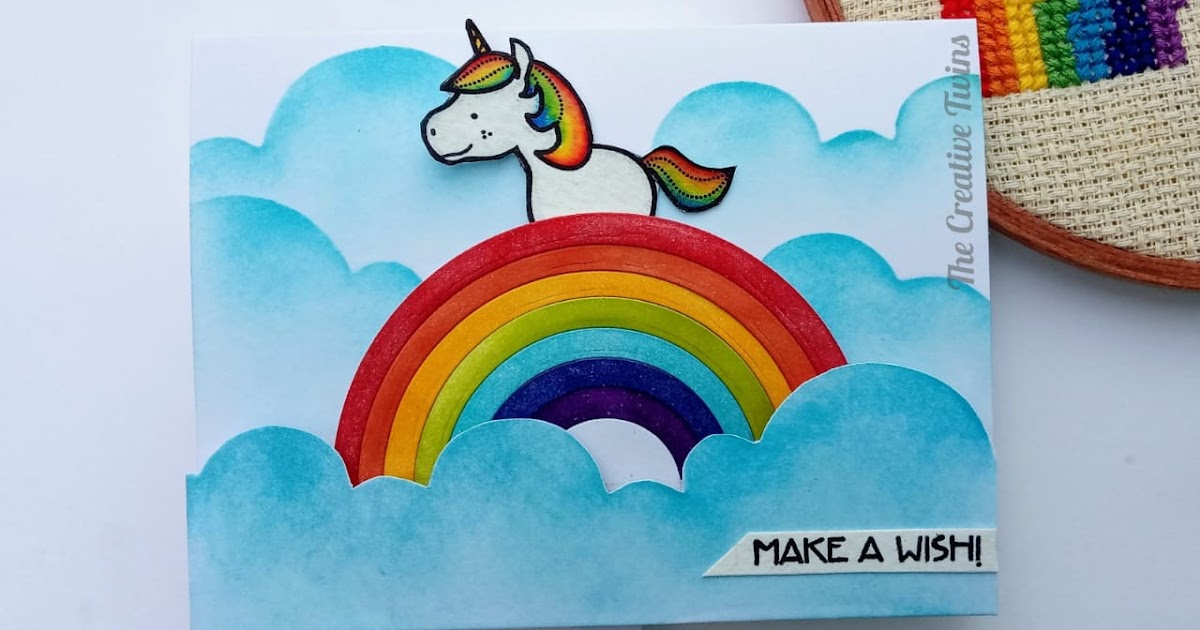 The creative twins : Unicorn riding over the Rainbow