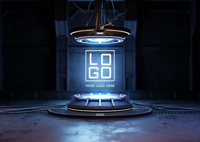 Futuristic Pedestal Logo Mockup Free Download