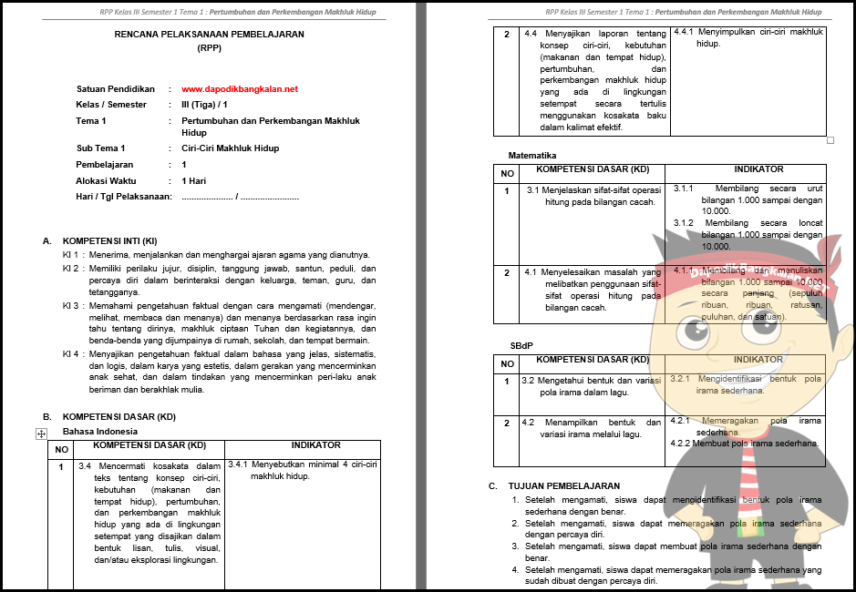 RPP K13 Kelas 3 Semester 1 Revisi 2018 keterampilan 4 C
