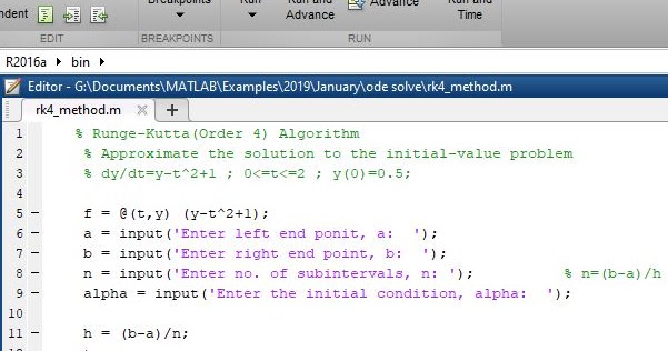 Runge-Kutta method (Order 4) for solving ODE using MATLAB - MATLAB ...